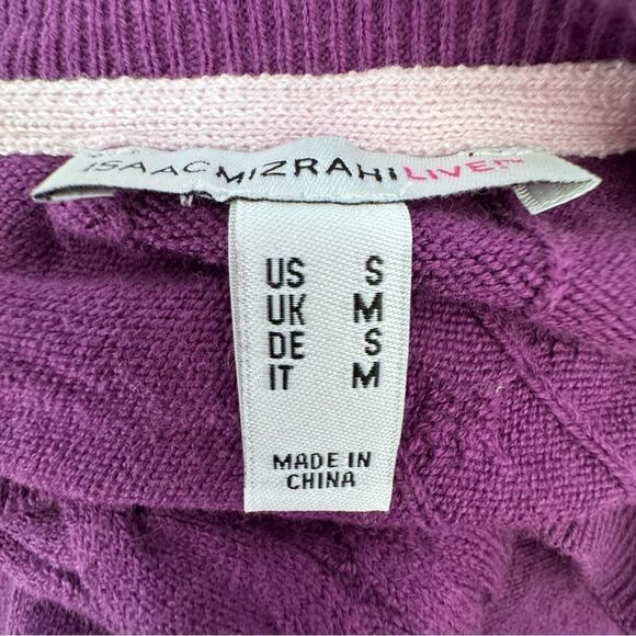 Isaac Mizrahi Live Purple Sweater Cable Knit Gemstone QVC Cardigan Size Small - Picture 8 of 15